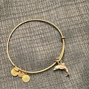 SUMMER FUN! Brass Alex And Ani Bracelet With Silver Dolphin‎